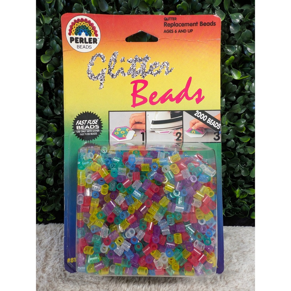 Vintage Perler Beads Glitter Replacement Beads 2000 Count Multi Color 814 NOS